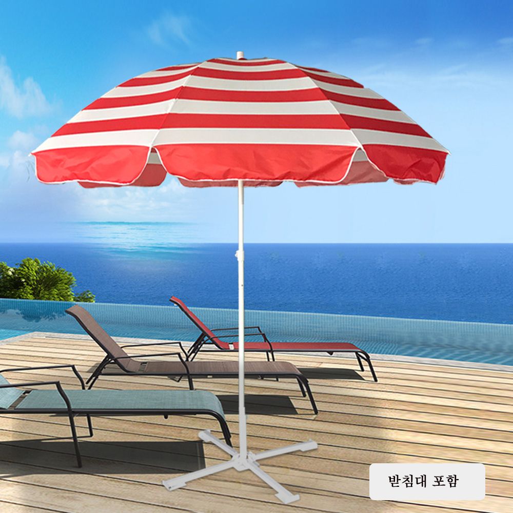 스트라이프 2.4mx2.5m 파라솔B 레드