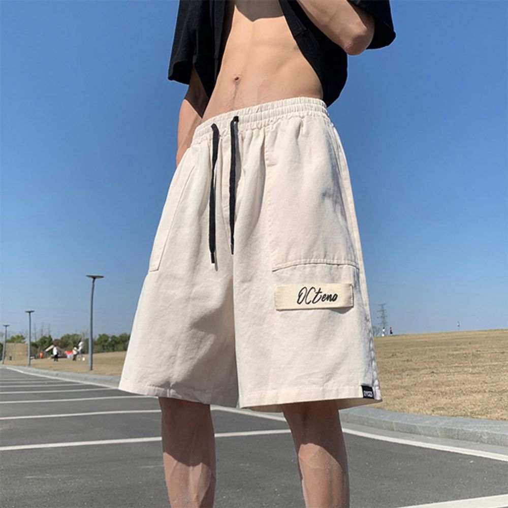 데일리 외출 와이드핏 밴딩 면 반바지