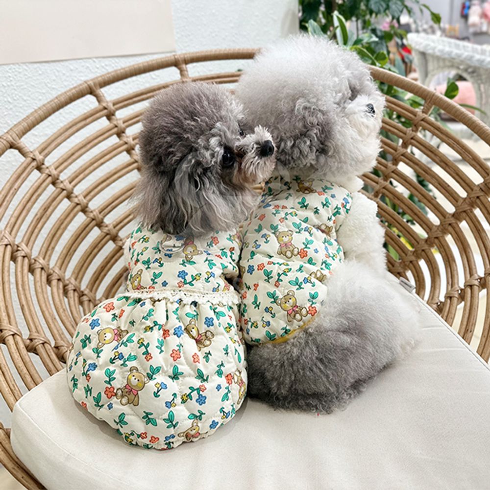 강아지 부끄곰 패딩 조끼 1P 반려견 겨울 보온 점퍼
