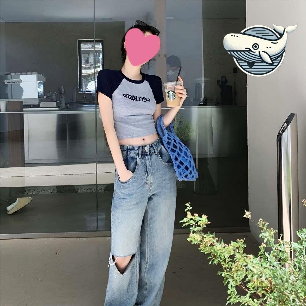 여름 데일리 필수 반팔 크롭 티셔츠 캐주얼 룩