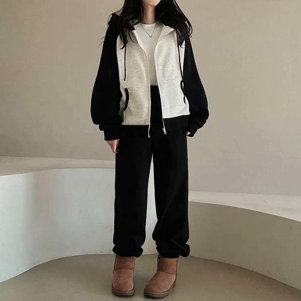 세트 조거 나그랑 후드 데일리 페미닌룩
