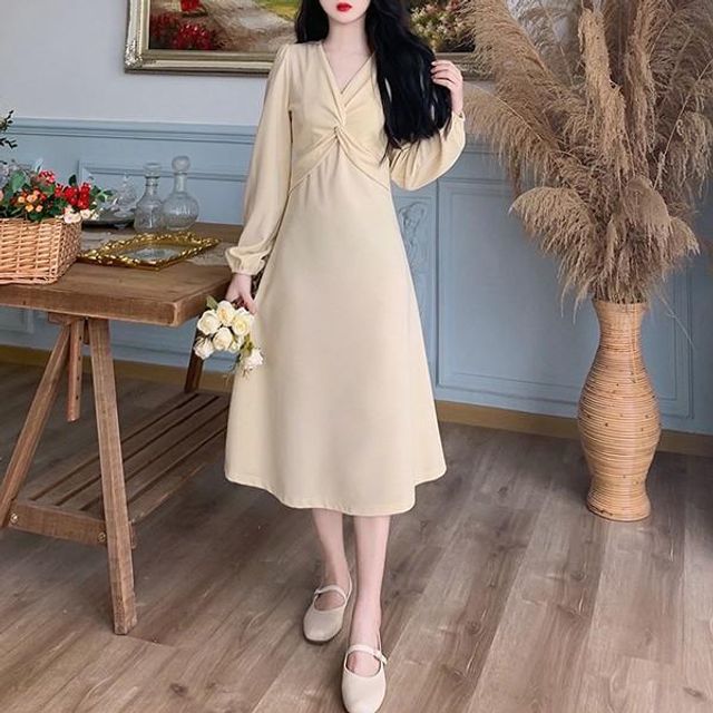 하객 롱 휴양지 바캉스 꼬임 A라인 원피스