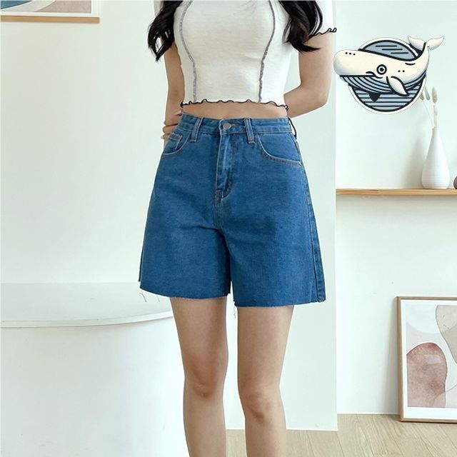 여성 여름 청반바지 컷팅 데님 반바지 바지