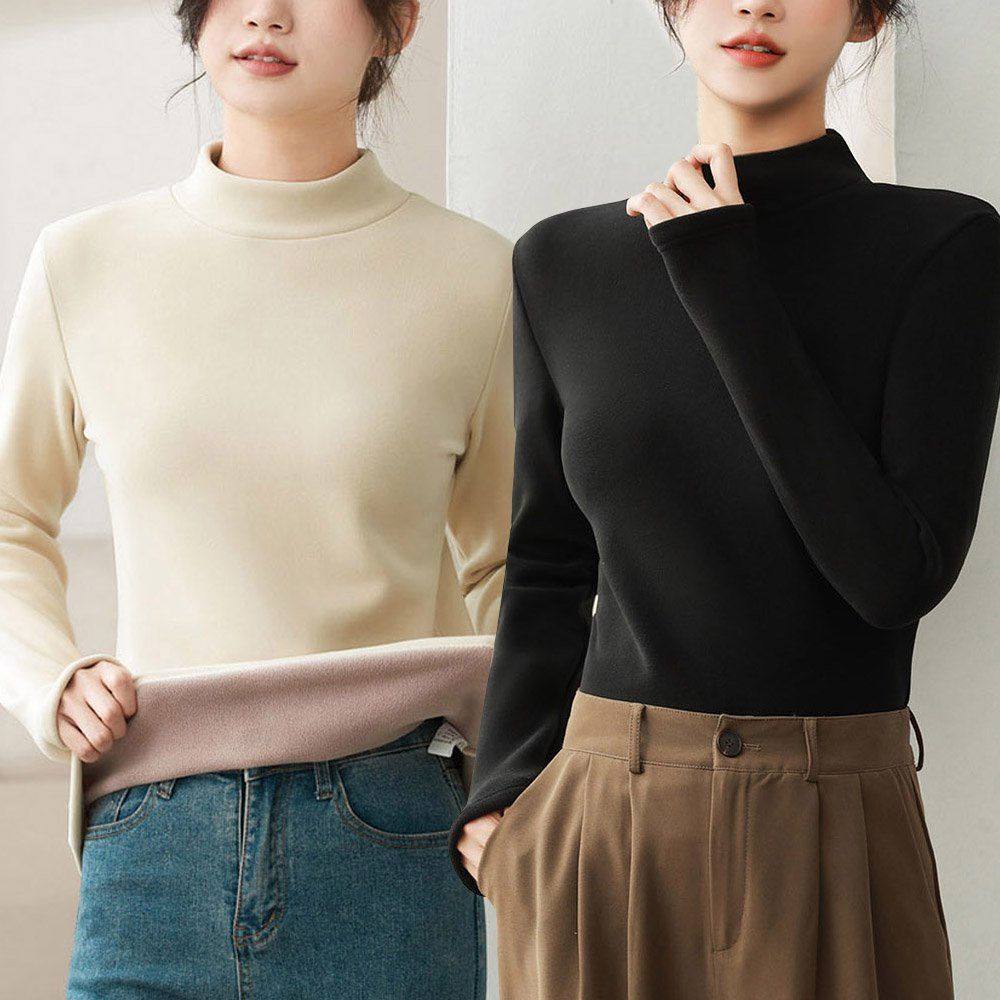 기모 목티 모크넥 플리스 폴라티 하프넥 티셔츠