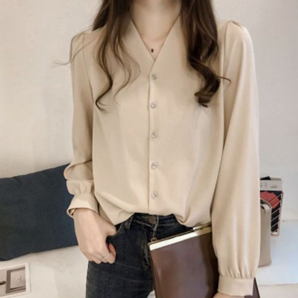 무지블라우스 면접룩 카라셔츠 깔끔한블라우스 블