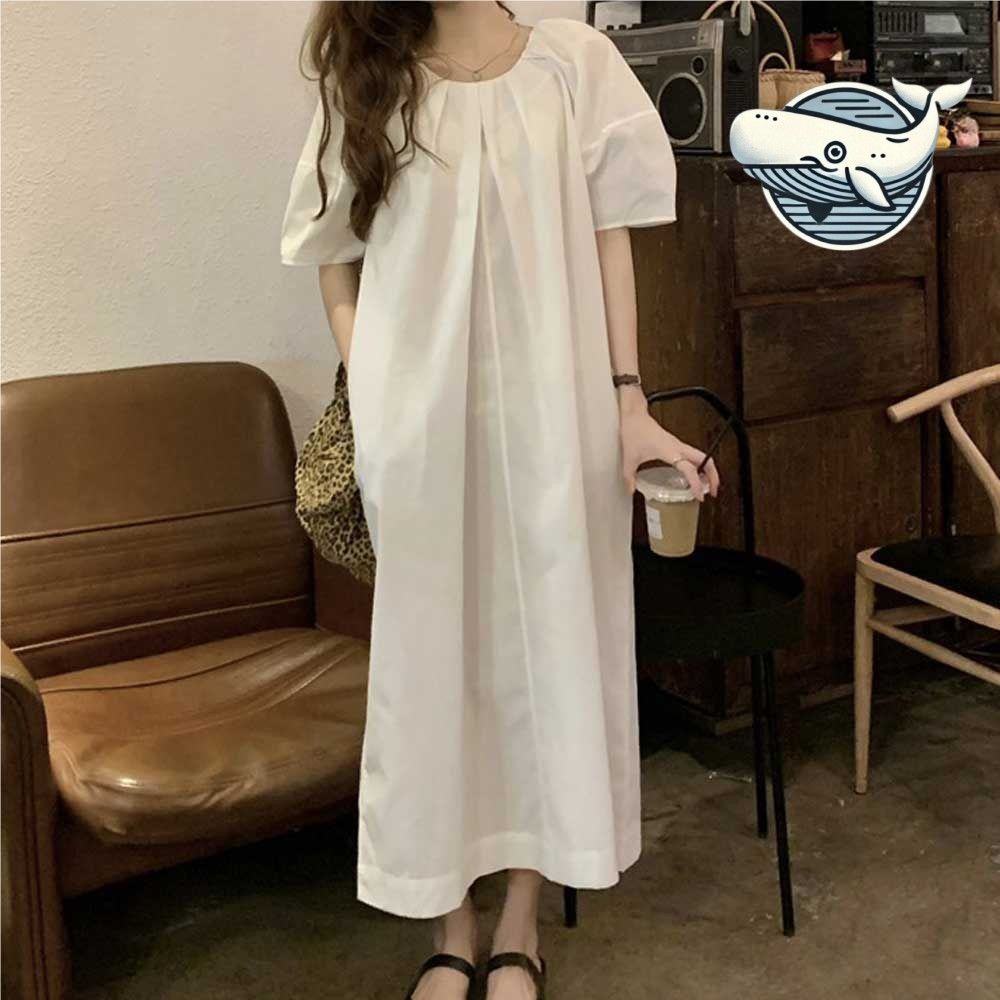 여유로운 루즈핏 롱원피스 발랄한 볼륨소매