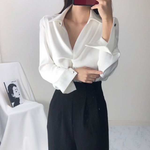 오피스룩 하객룩 출근룩 카라 꼬임 블라우스