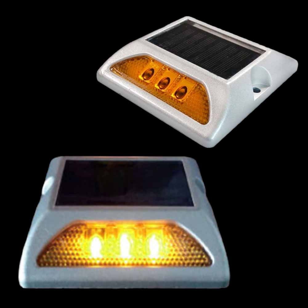 거치형 쏠라 사각 LED 표지병 점멸등 황색 태양광충전