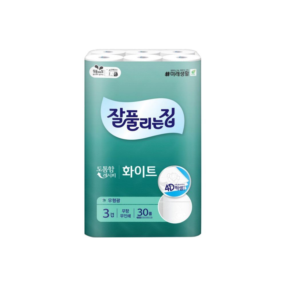 미래생활 화이트 28m 30롤 화장지 3겹 화장실 롤휴지