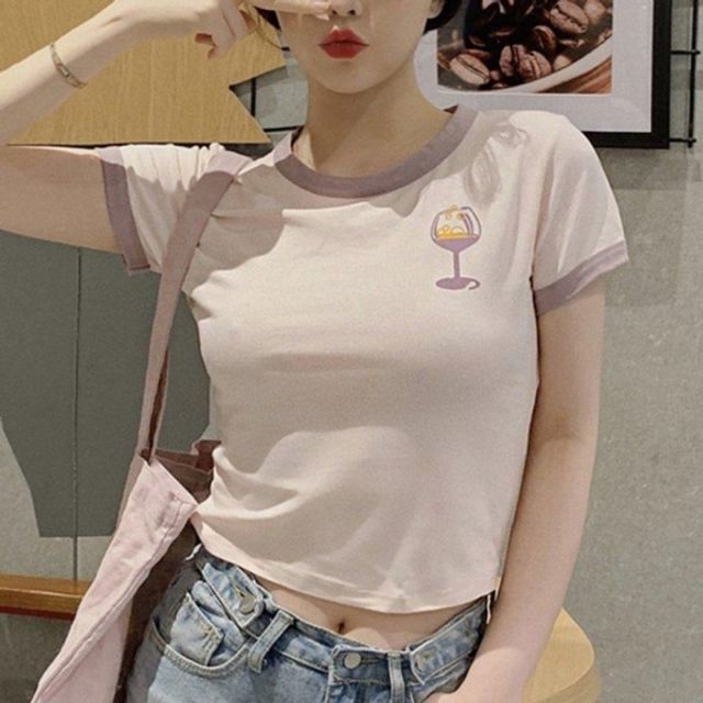 여성 외출 여름 기본 패션 데이 슬림핏 캐주얼 크롭