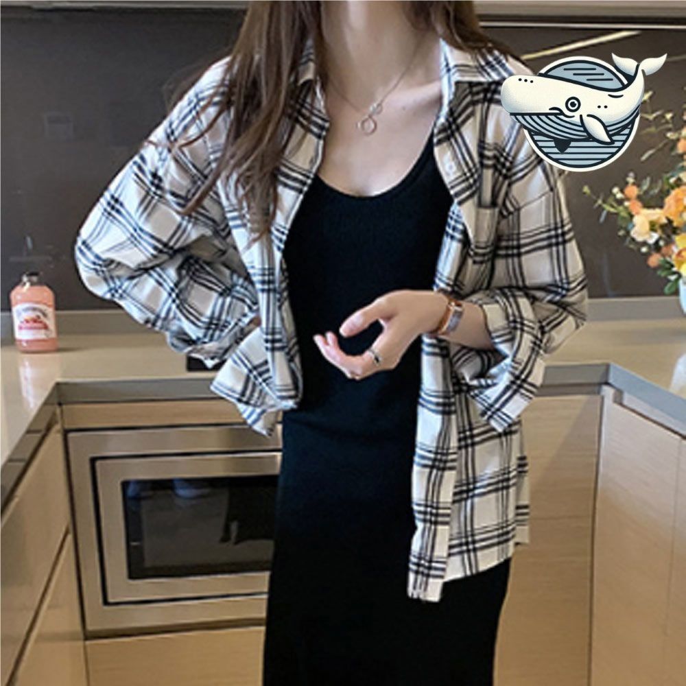 모던 체크 여자 아우터 블라우스 데일리 셔츠