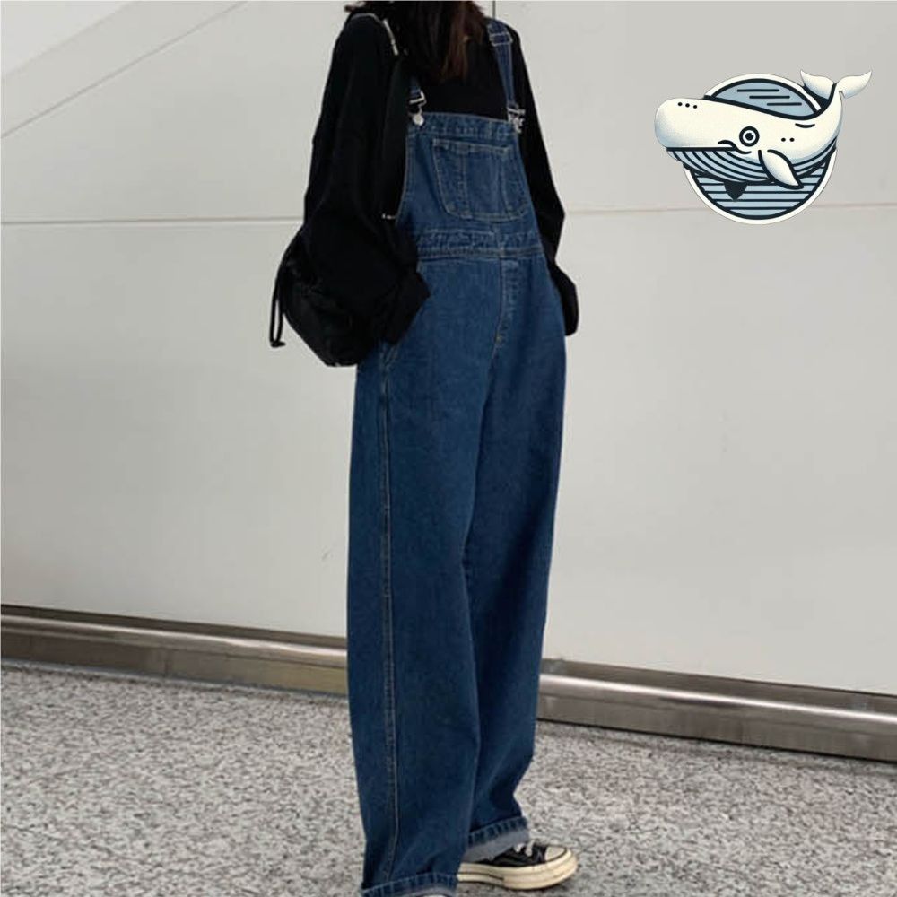 청춘 스타일 데님 여름 점프수트 무지 맬빵바지