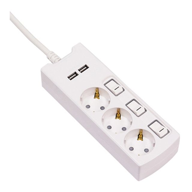 써보니 USB 부착 개별스위치 멀티탭 3구 2M U 56432