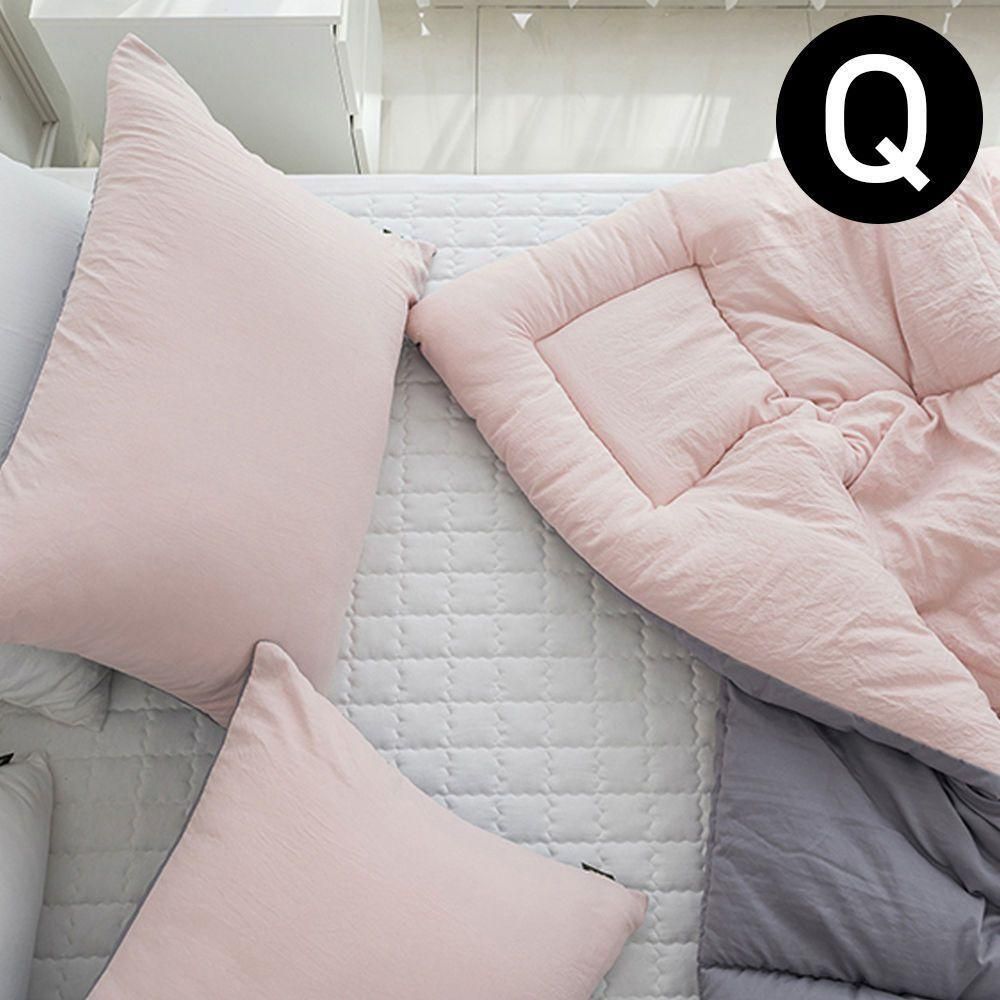 워싱 차렵이불 패드세트 퀸 Q 이불 핑크 .패드 화이트