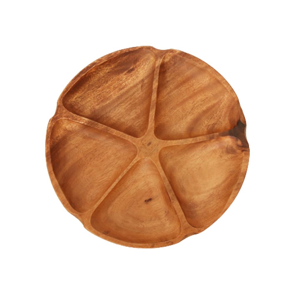 아카시아 원목 원형 5절 접시 중 1P 우드 나무 그릇