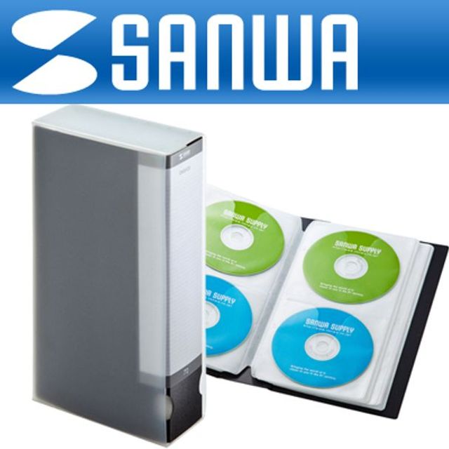 SANWA CD DVD 케이스 보관함 정리함 파일형 블랙 72매