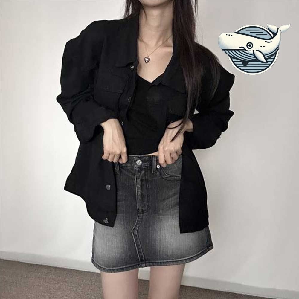 여성 오버핏 데님 자켓 캐주얼 포켓 루즈핏