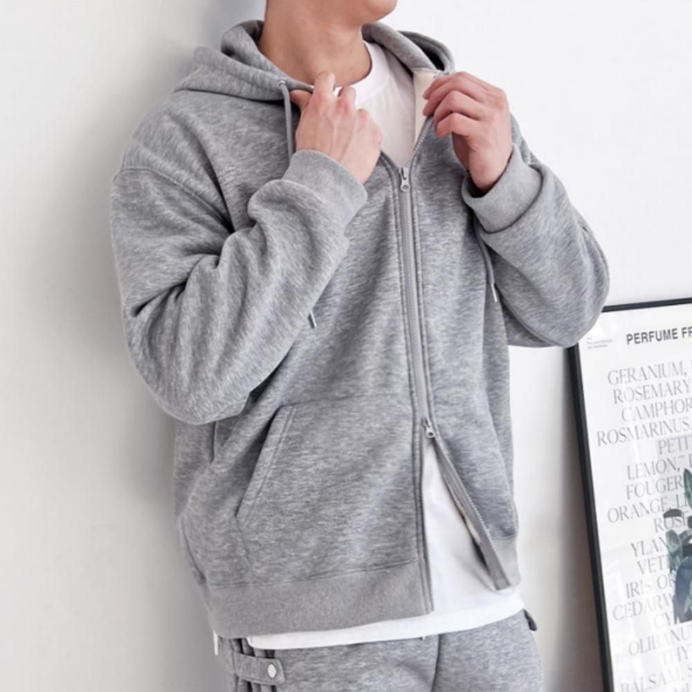 남녀공용 커플 겨울 오버핏 투웨이 기모 후드 집업