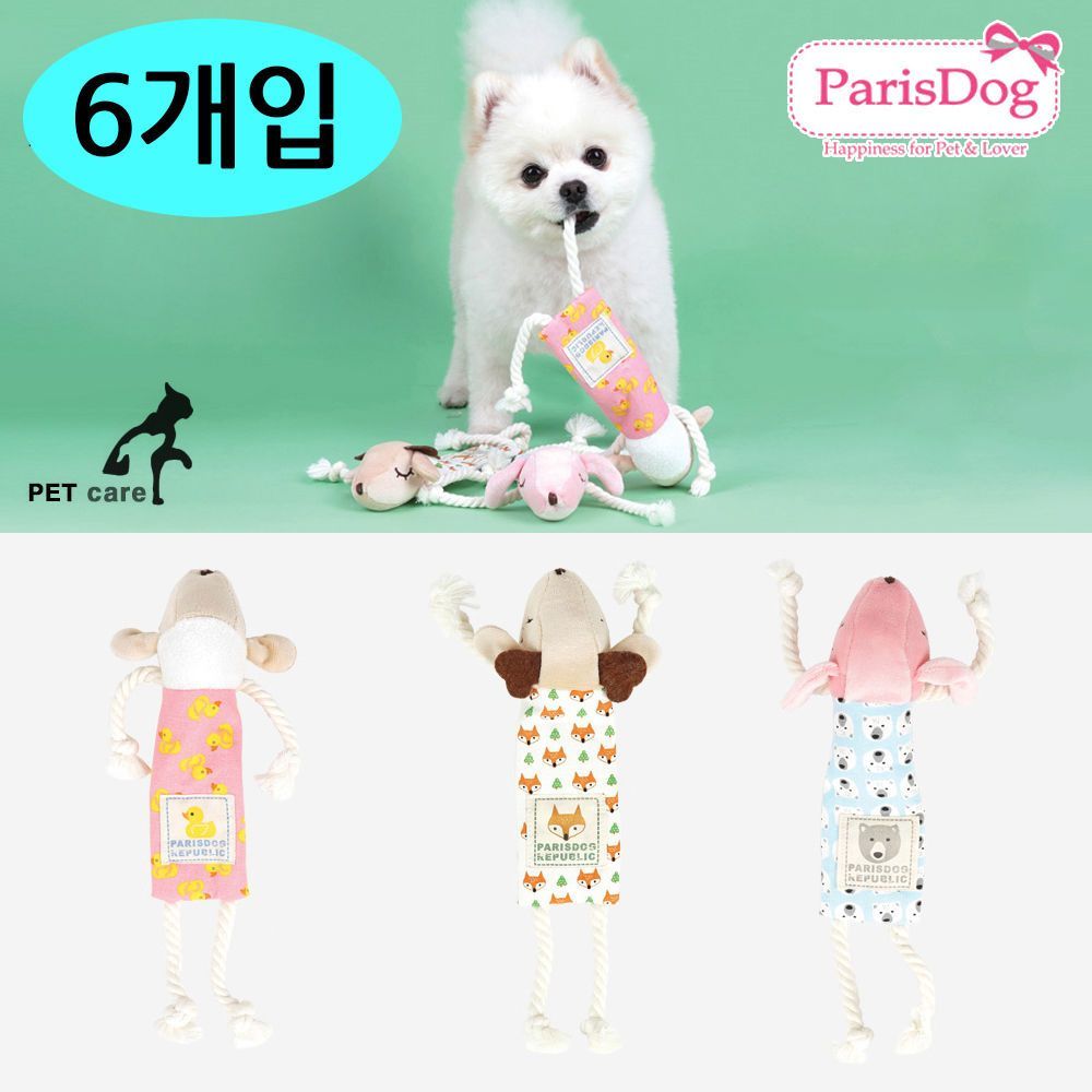 패리스독 패턴디자인 바스락토이 6개세트 랜덤발송