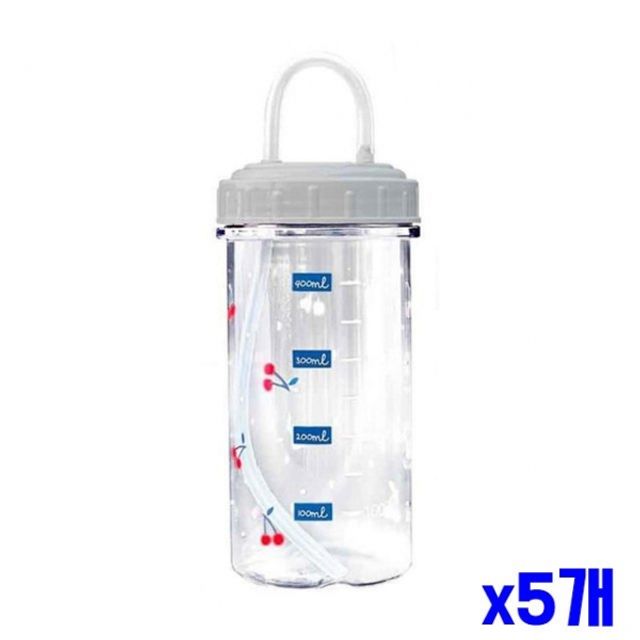 체리 투명 빨대 물병 500ml x5개 휴대물통 빨대물병