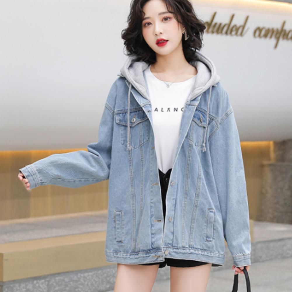 남녀공용 간절기 탈부착후드 청자켓 커플 데님자켓