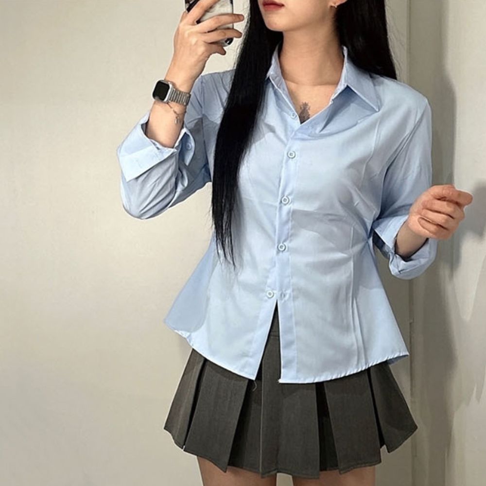 여성 레이어드 봄 긴팔 셔츠 블라우스 3컬러
