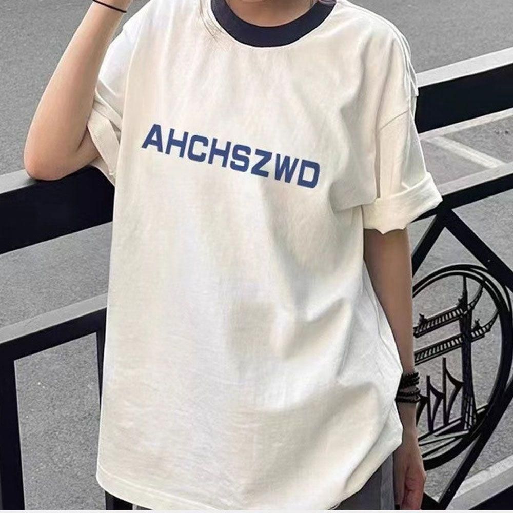 면 레터링 오버핏 여름 티셔츠 여성 루즈핏 심플 반팔