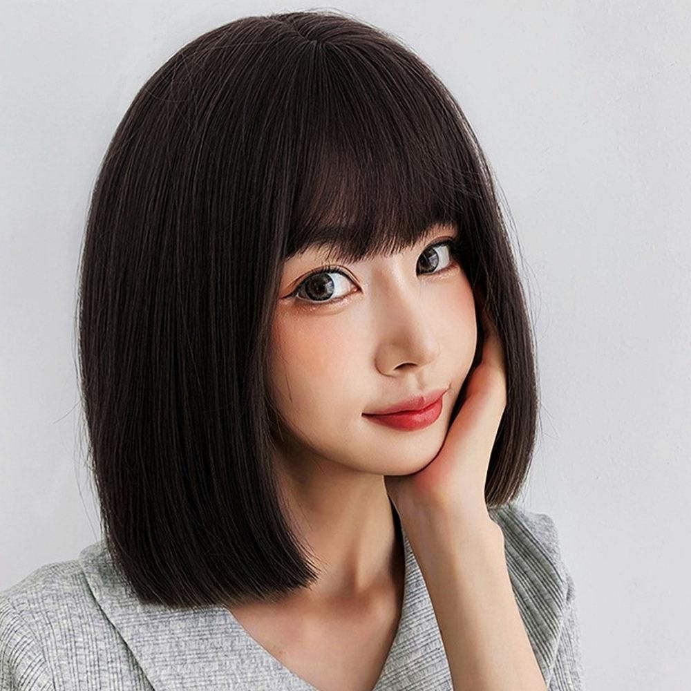단발 통가발 내추럴블랙 기성 티안나는 패션 전체