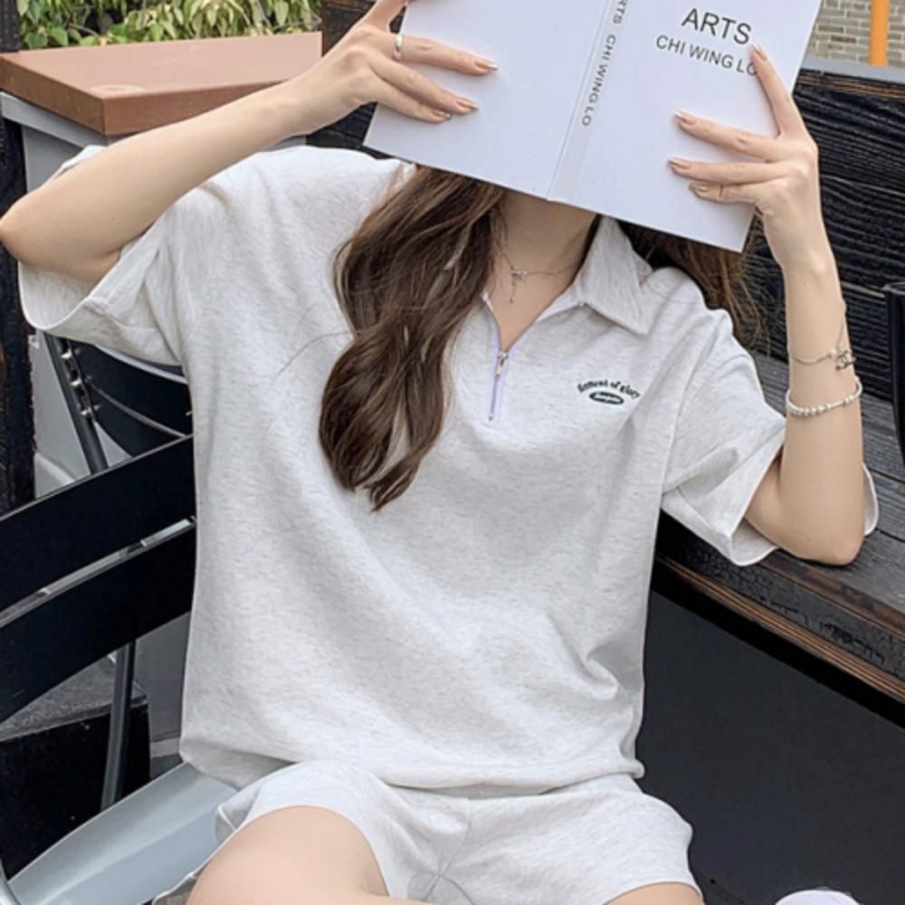 여성 여름 데일리 반집업 카라 트레이닝 상하의 세트
