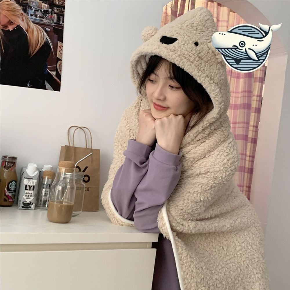 부드러운 곰돌이 후드 담요 겨울 따뜻한 소프트