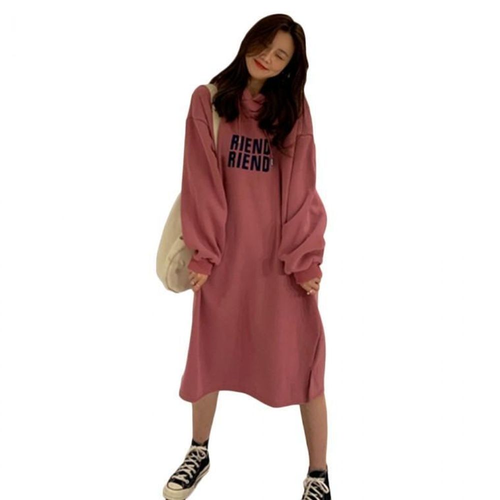 데일리룩 박시 여자 긴팔 홈웨어 롱원피스