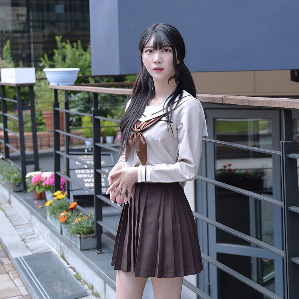 교복몰 따뜻한 브라운 세라복 세트 (긴팔)