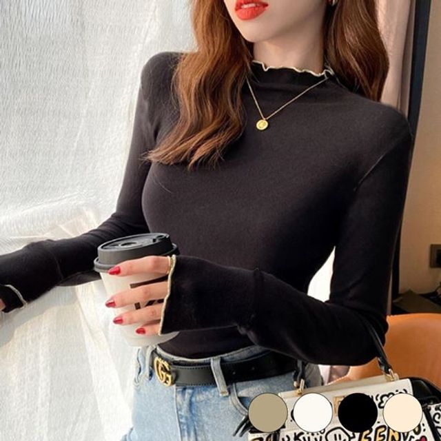 티셔츠 디자인 배색 반팔티 밑단 약기모 소매