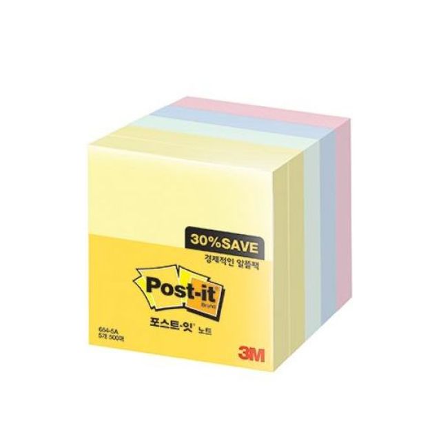 3M)포스트-잇 노트(654-5A 알뜰팩/76x76mm)