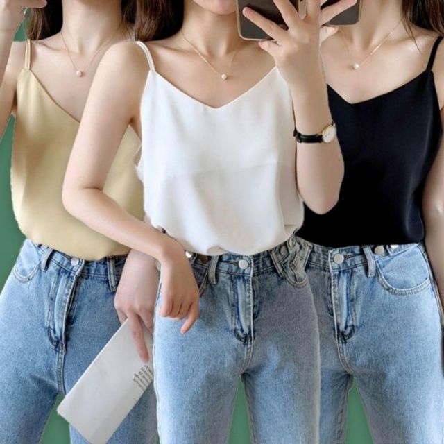 여성 슬리브리스 여름 기본 여자 데이 이너 끈 나시