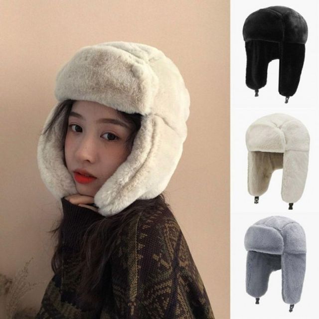 마스크 귀여운 부드러운 패션 퍼 모자 귀달이 방한