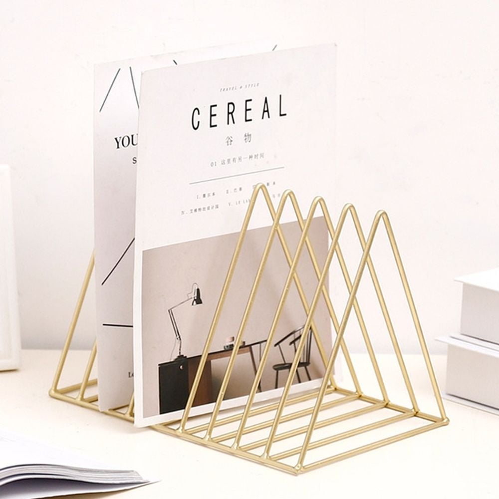 책상 인테리어 골드 삼각프레임 스틸 책꽂이