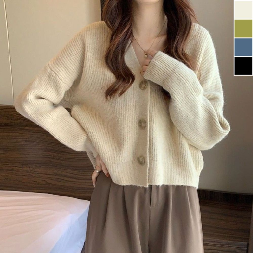 여성 루즈핏 베이직 가디건 1P 데일리 소프트 아우터