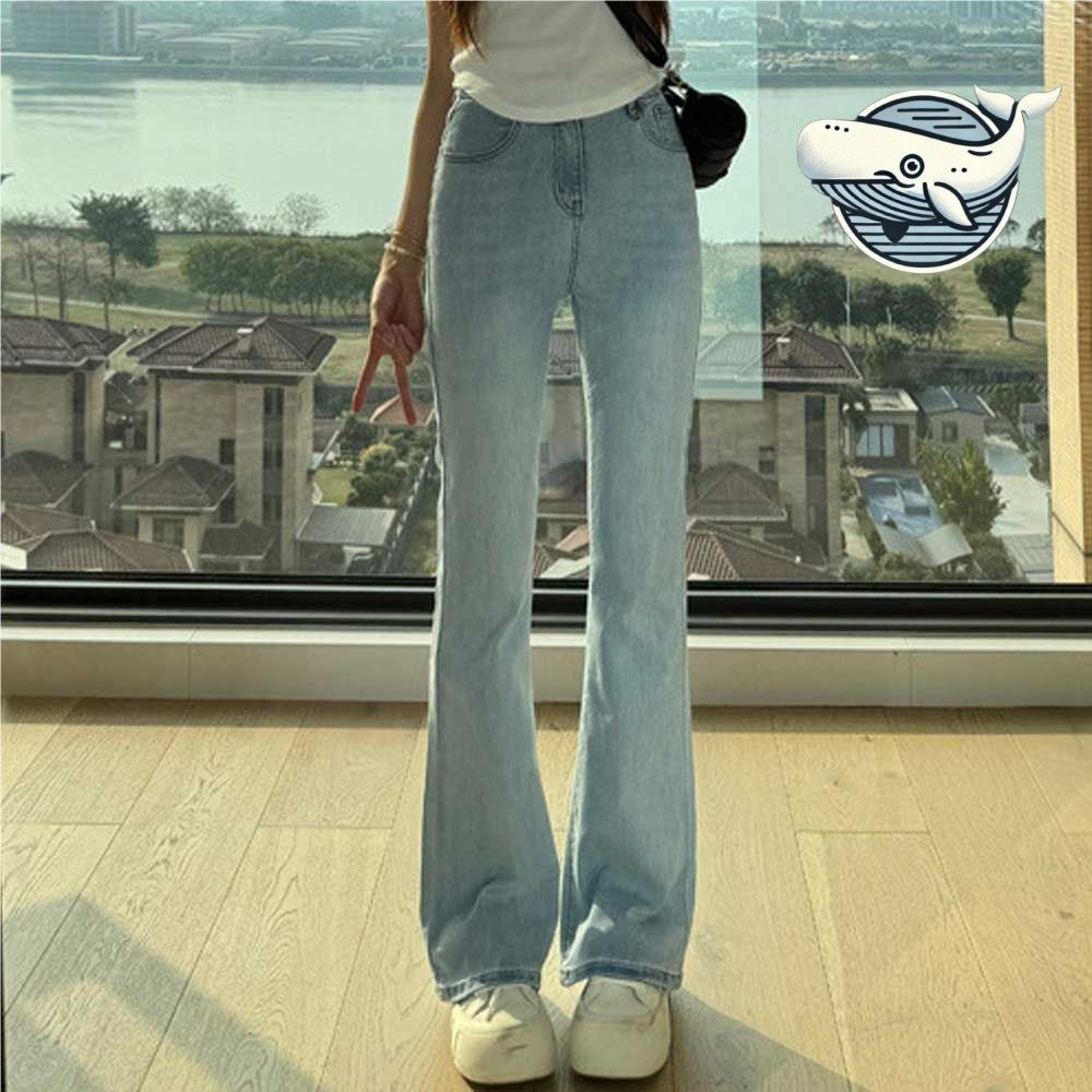 빈티지 하이웨스트 세미부츠컷 연청 데님 팬츠