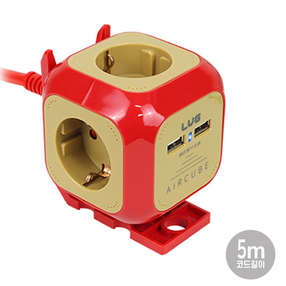 에어큐브 콘센트 멀티탭 4구 USB 2포트 5M 1.5SQ