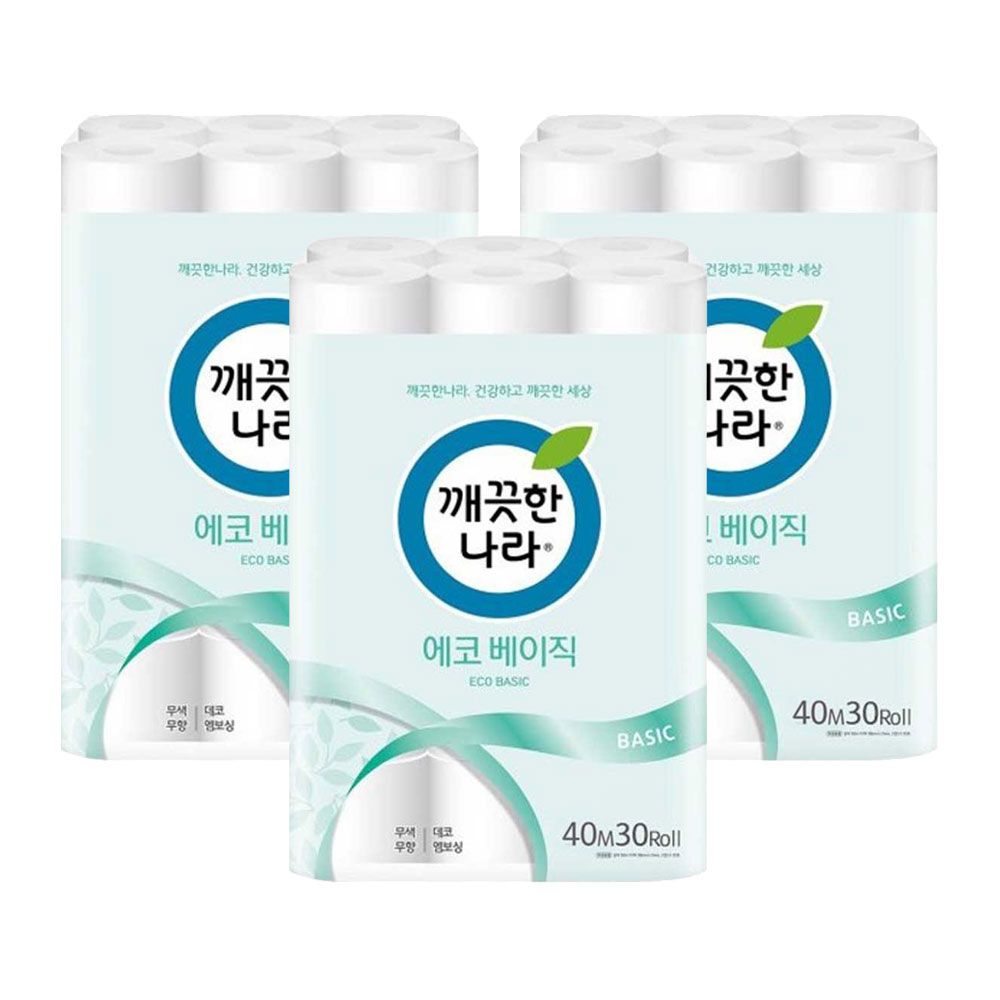 (무료배송)깨끗한나라 에코베이직 2겹 30롤 휴지x3개