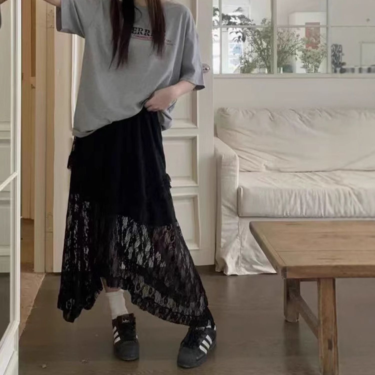 러블리혜 레이스스커트 롱스커트 플레어스커트 치마