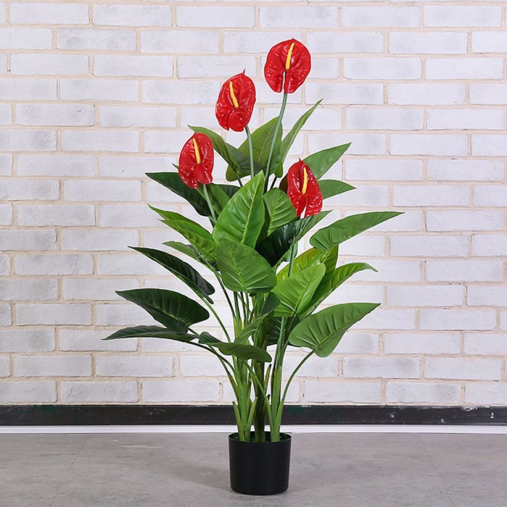 조화 레드 안투리움나무 100cm