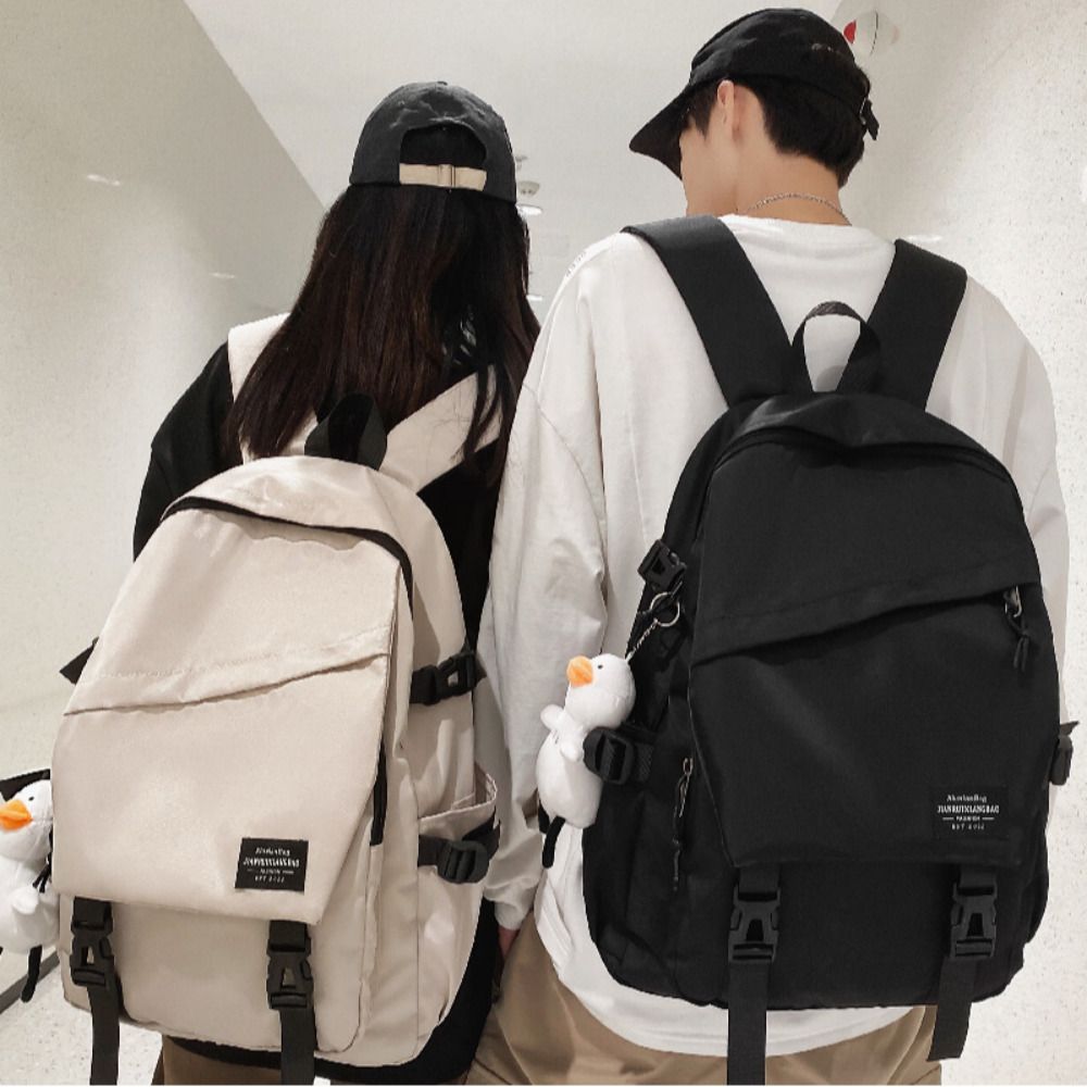 학생 가방 사선 지퍼 캐주얼 백팩 키링포함