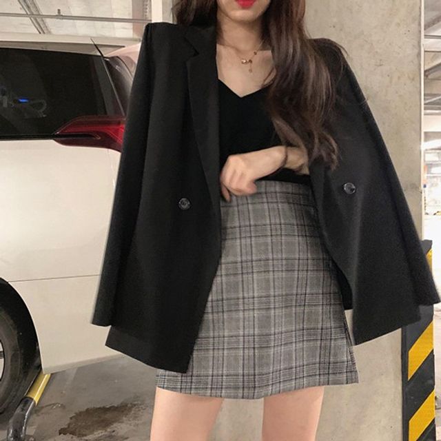 모던 무지 여성 여자 청자 블레이저 LK-J0