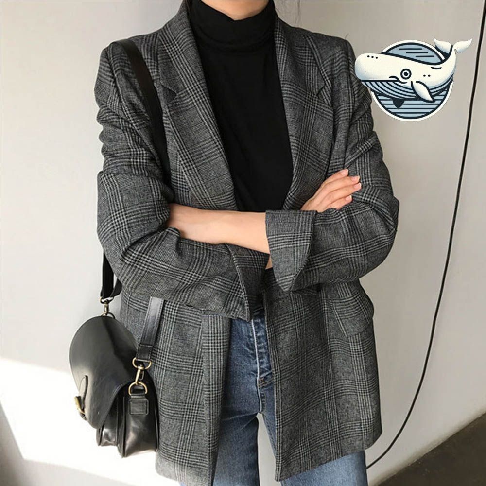 캐주얼 체크 카라 자켓 롤업소매 세미정장