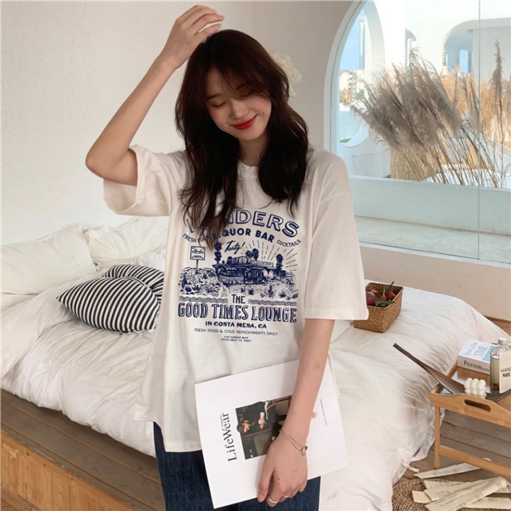 커플티 박스 루즈핏 반팔