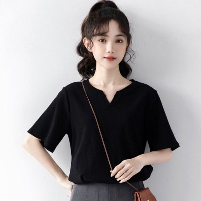 여자 깔끔 여름티셔츠 기본 베이직 데이 브이넥 기본