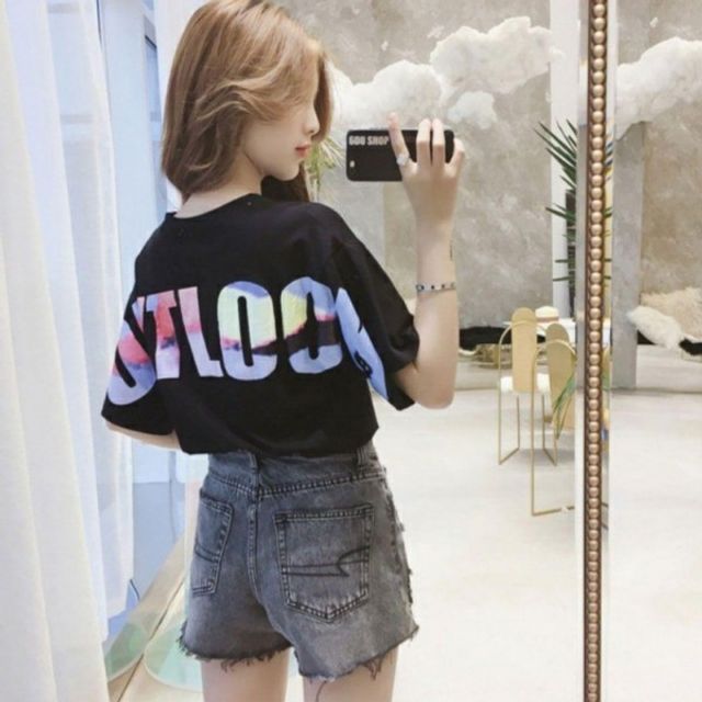 여름 레터링 여성 기본 빈티지 데이 라운드 티셔츠 반