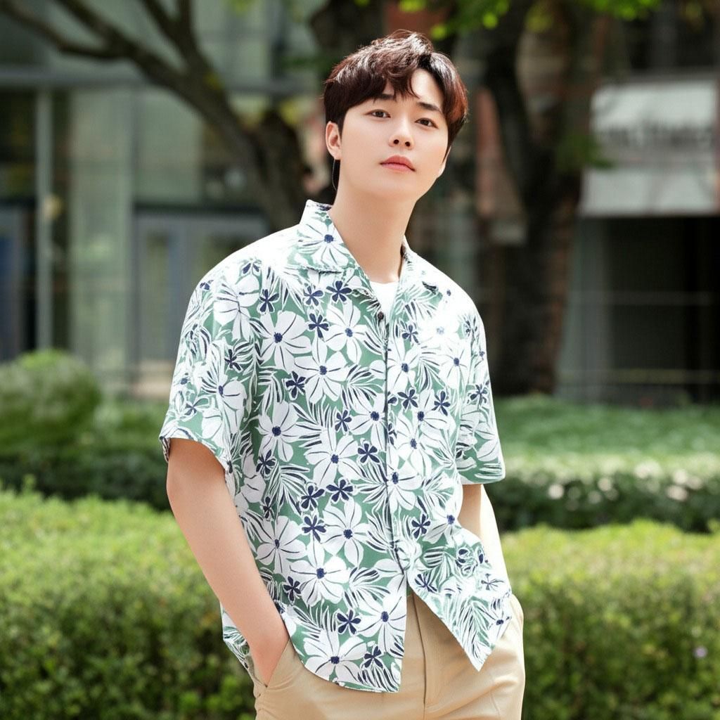 리조트룩 하와이안 반팔 셔츠